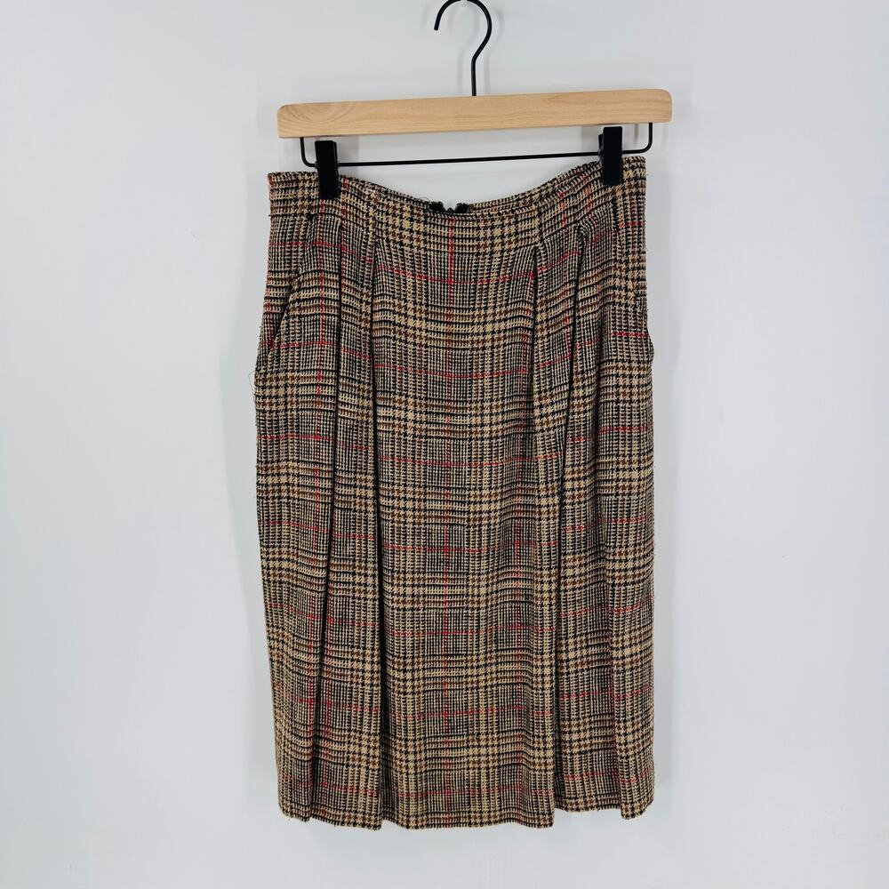Vintage‎ Evan-Picone Made in USA Plaid Pleated Skirt with Pockets Size 8
